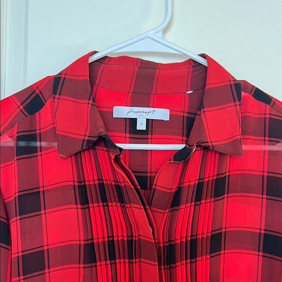 Foxcroft Plaid Long Sleeve Button Down Red Black Size 8 (Medium) - Picture 5 of 6